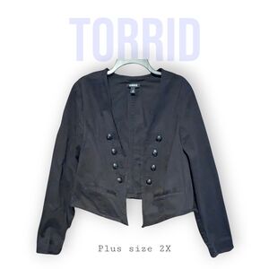 Torrid Black Cropped Military Blazer - Plus Size 2X